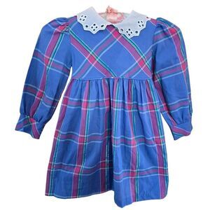 Disney Winnie The Pooh Girls Plaid Dress Size 5 Retro Adorable